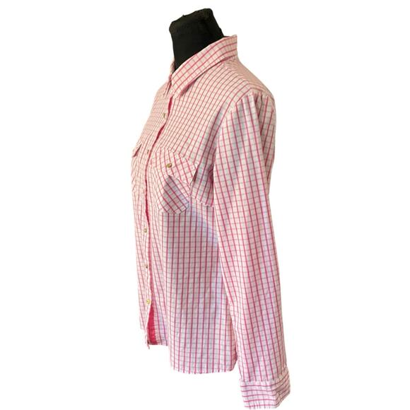 Zac and Rachel Pink and White Check Casual Button Down Size Large - Picture 3 of 9